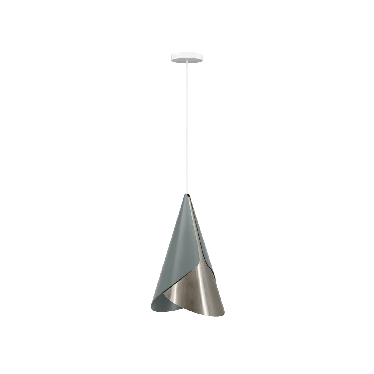 Cornet Pendant: Slate + Steel + White + Canopy