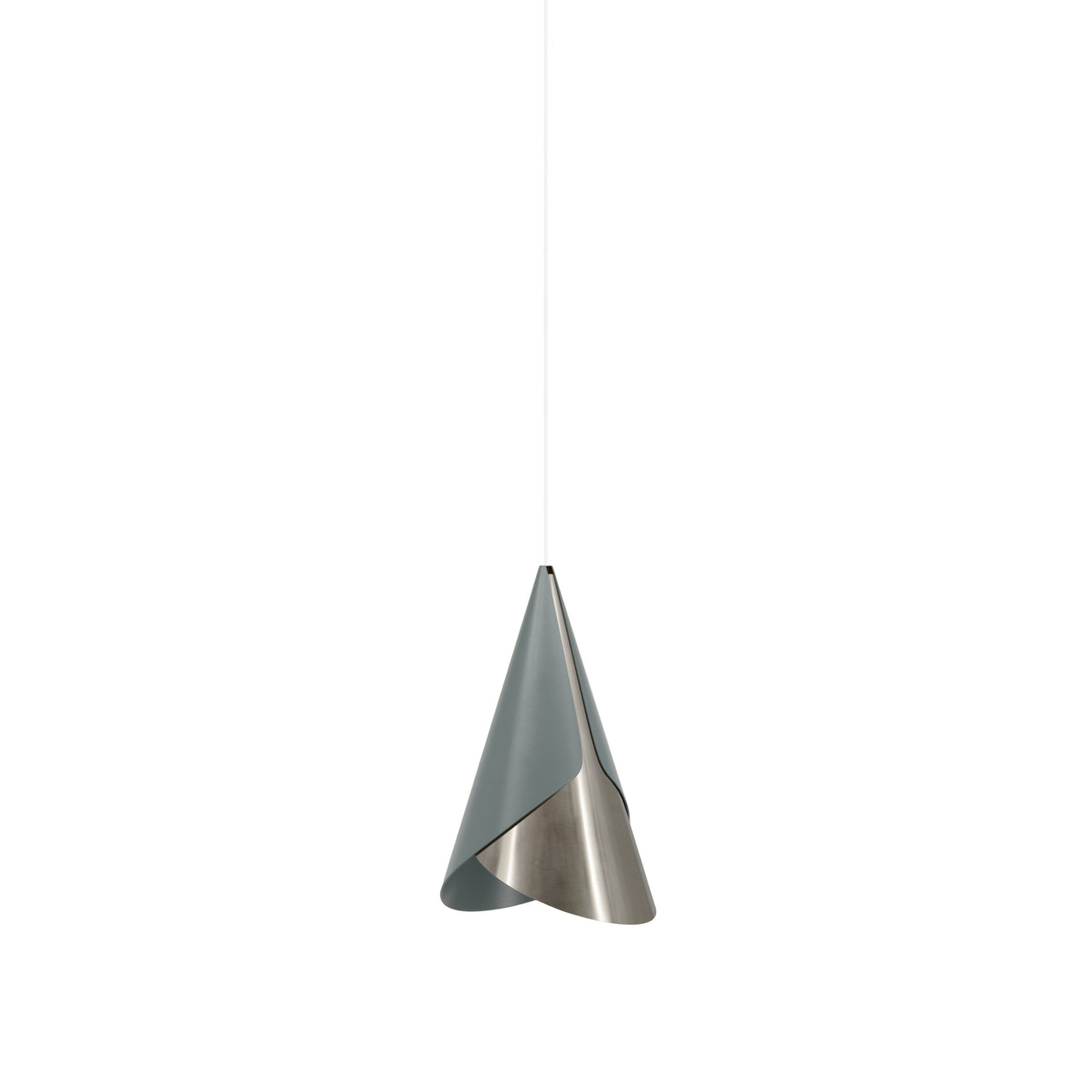 Cornet Pendant: Slate + Steel + White + Plug-in