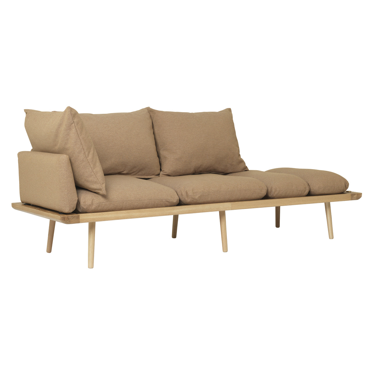 Lounge Around 3 Seater Sofa: Oak + With Sugar Brown Cushion