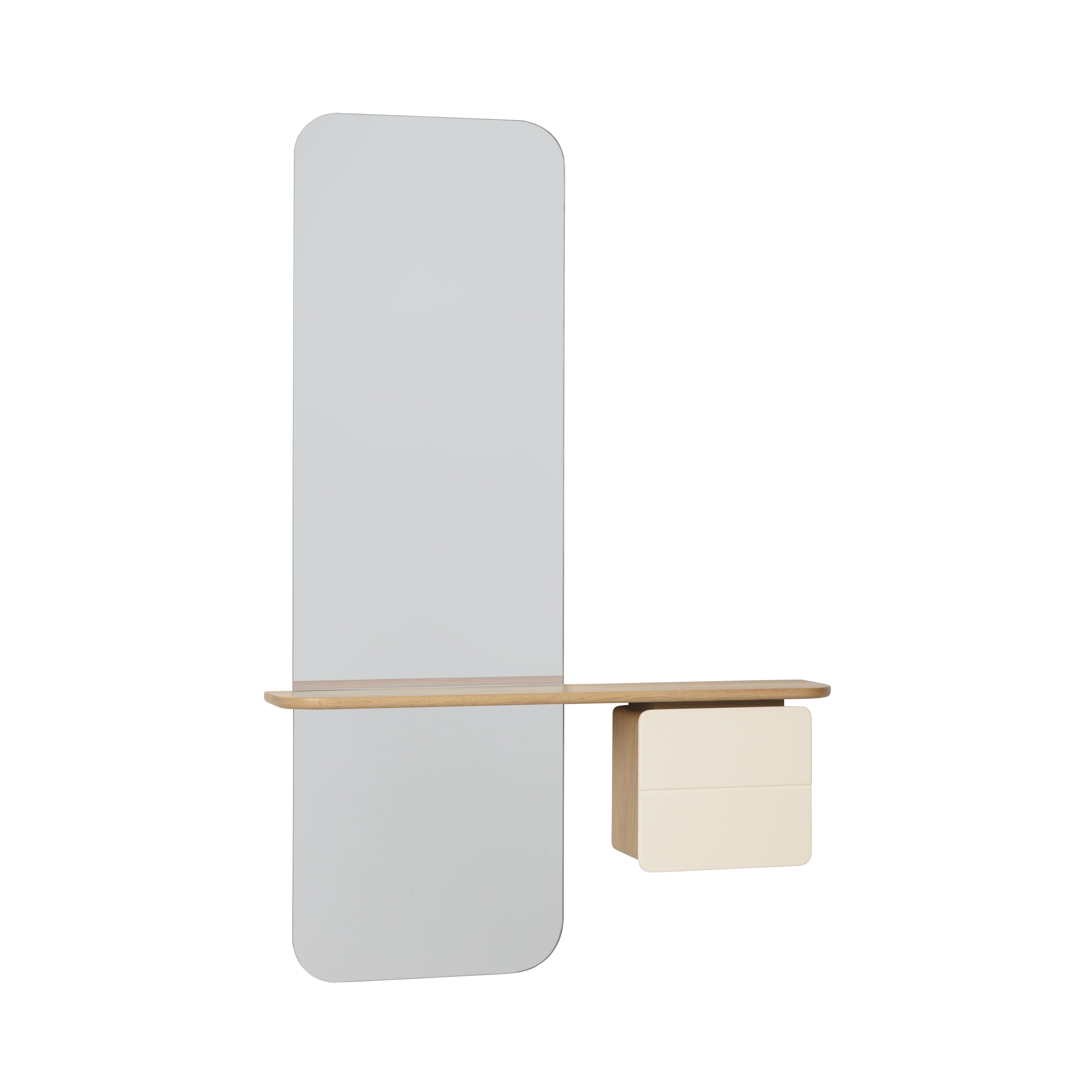 One More Look Mirror: Oak + Pearl White