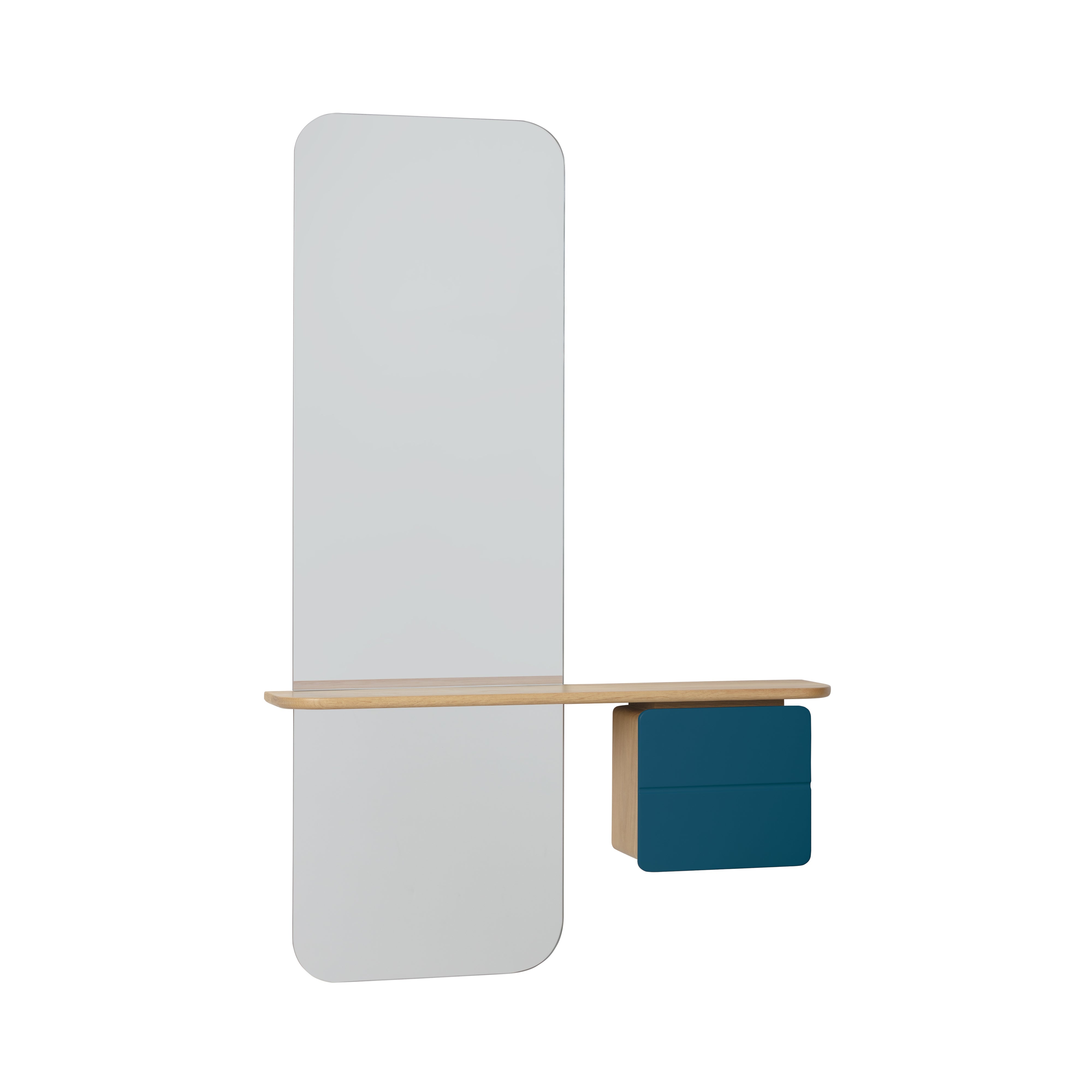 One More Look Mirror: Oak + Petrol Blue