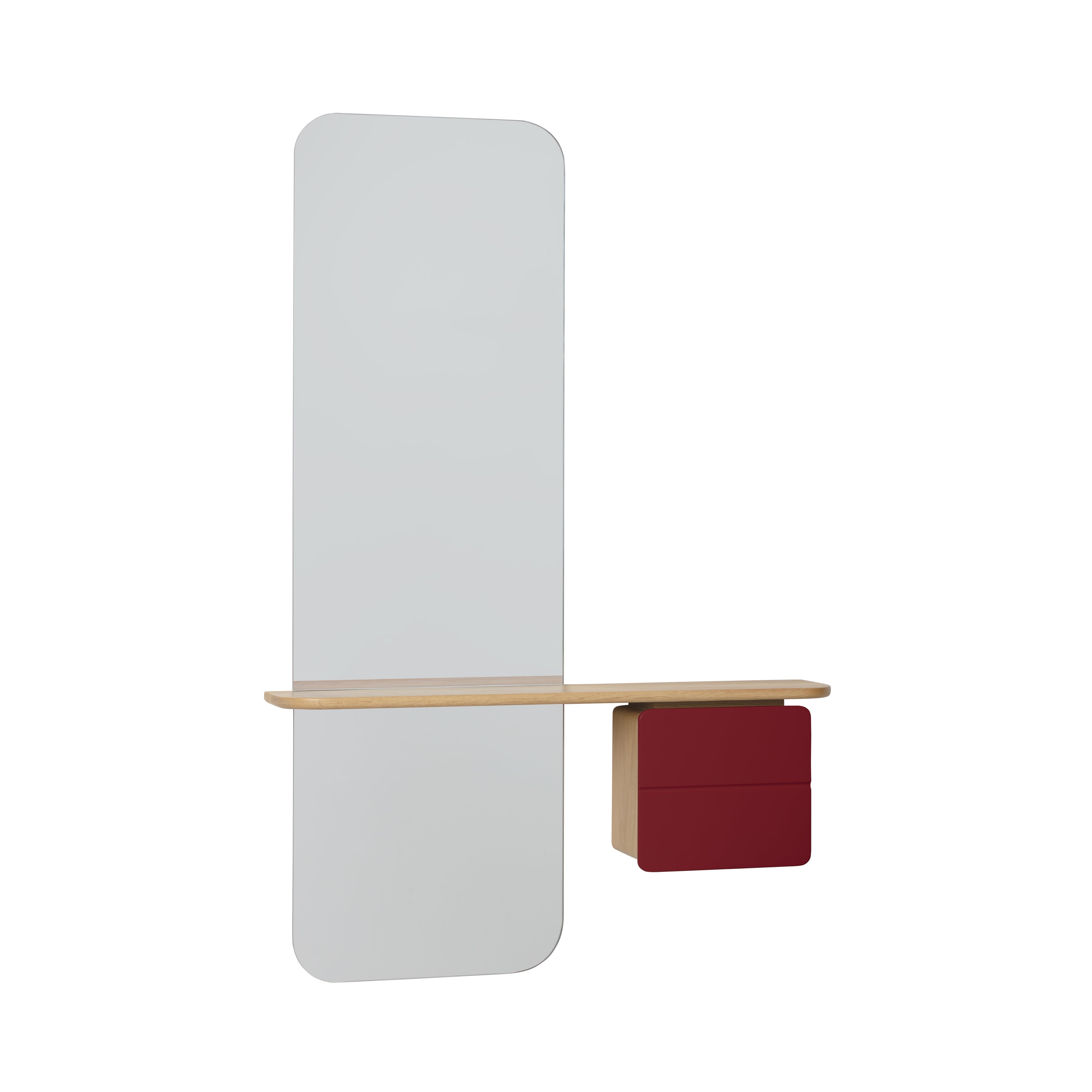 One More Look Mirror: Oak + Ruby Red