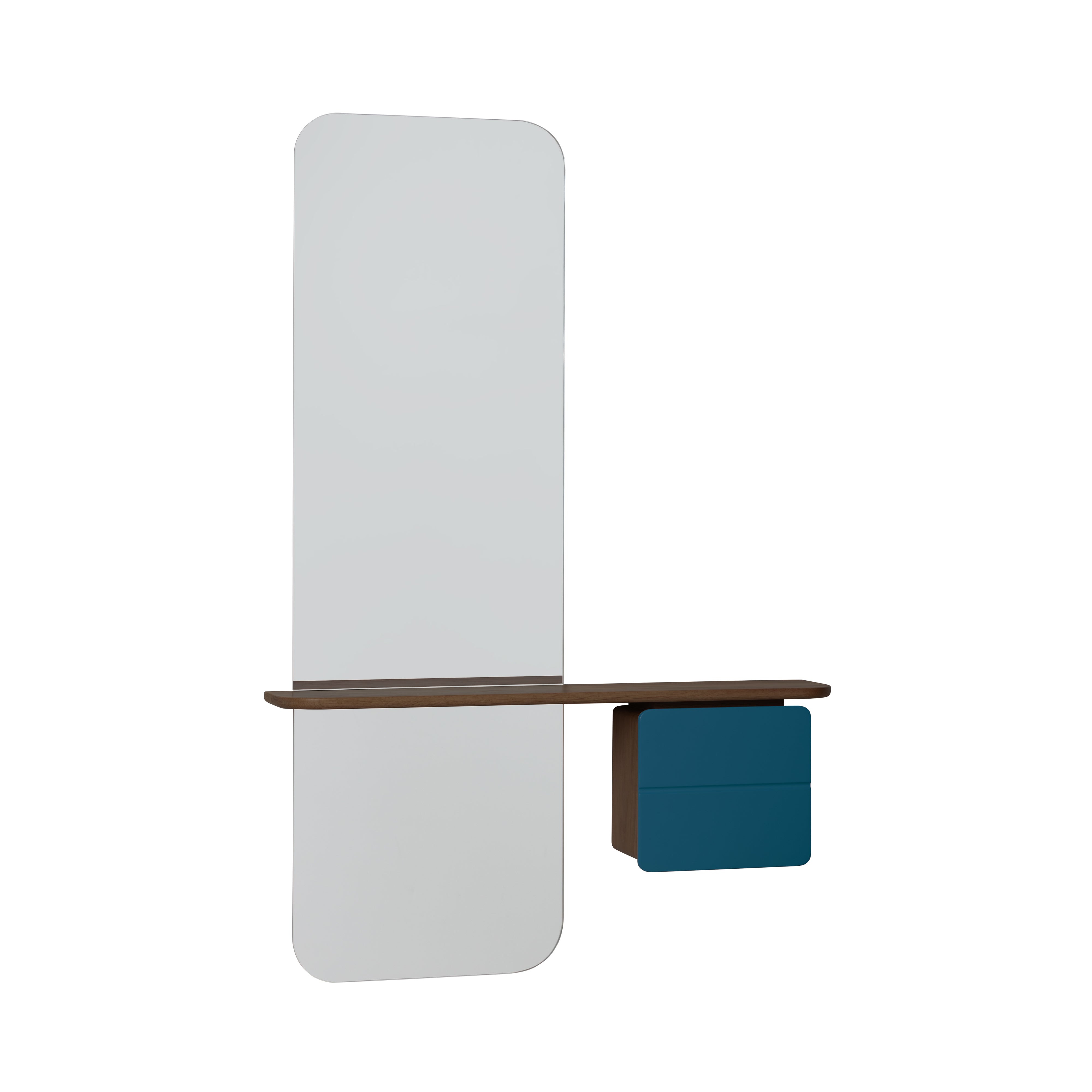 One More Look Mirror: Dark Oak + Petrol Blue