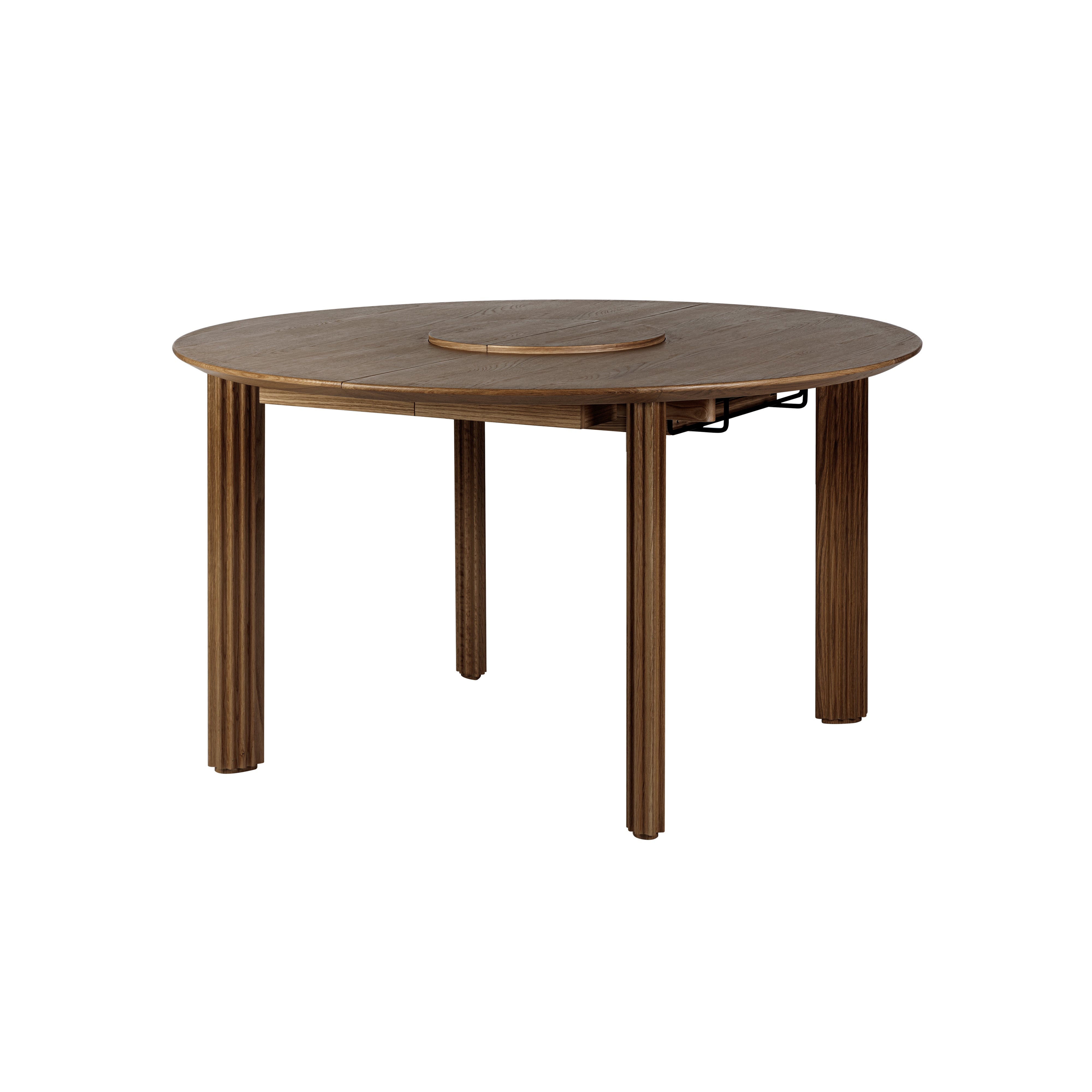 Comfort Circle Dining Table with Extension: Ripples + Dark Oak