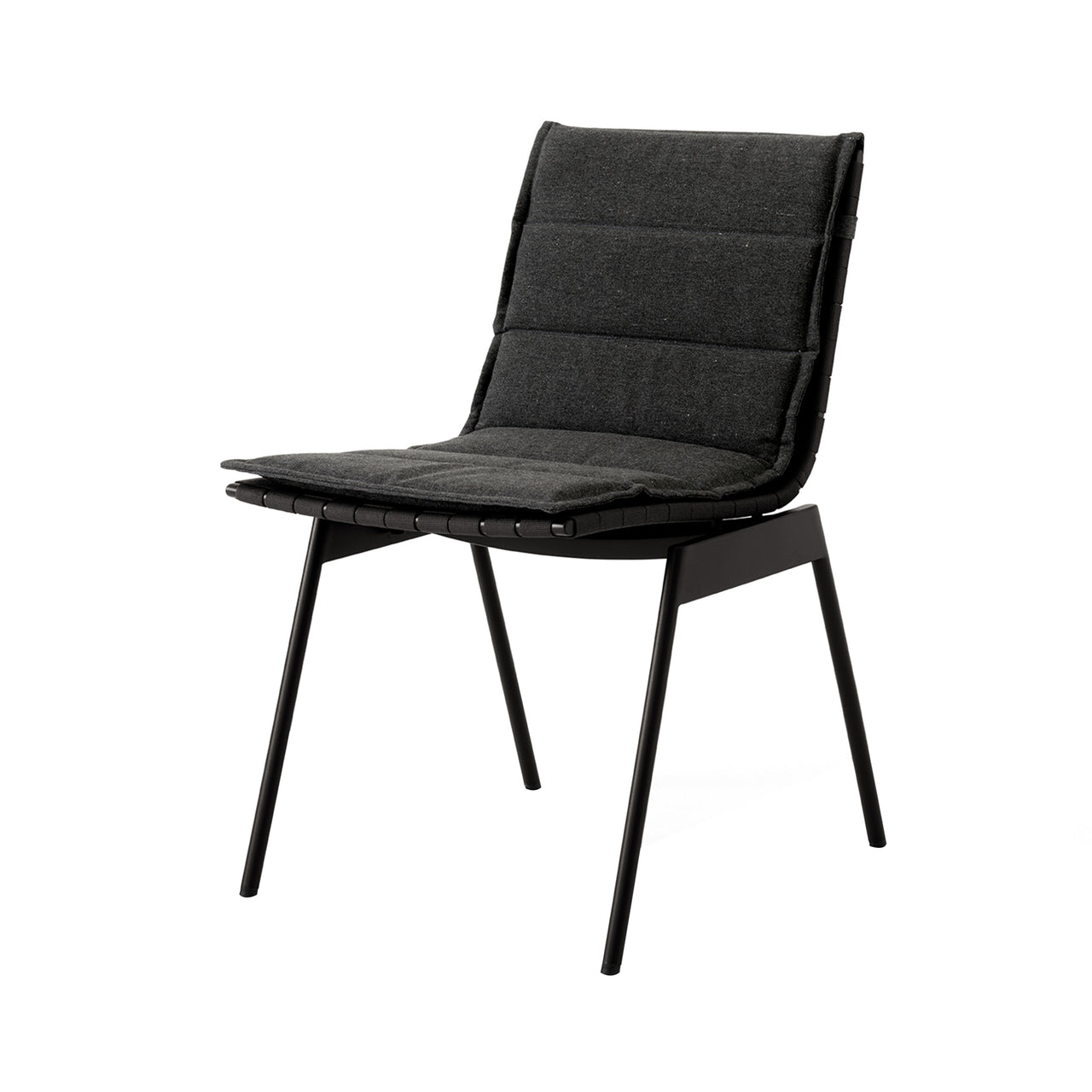 Ville AV33 Stacking Outdoor Side Chair: Set of 2 + Warm Black + With Heritage Char Cushion