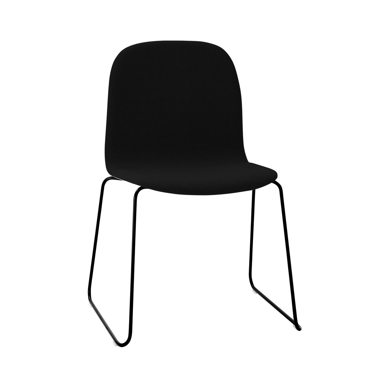 Visu Chair: Sled Base with Linking Device + Upholstered + Black