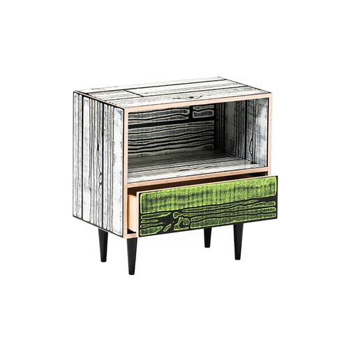 Wrongwoods Night Table: White + Green
