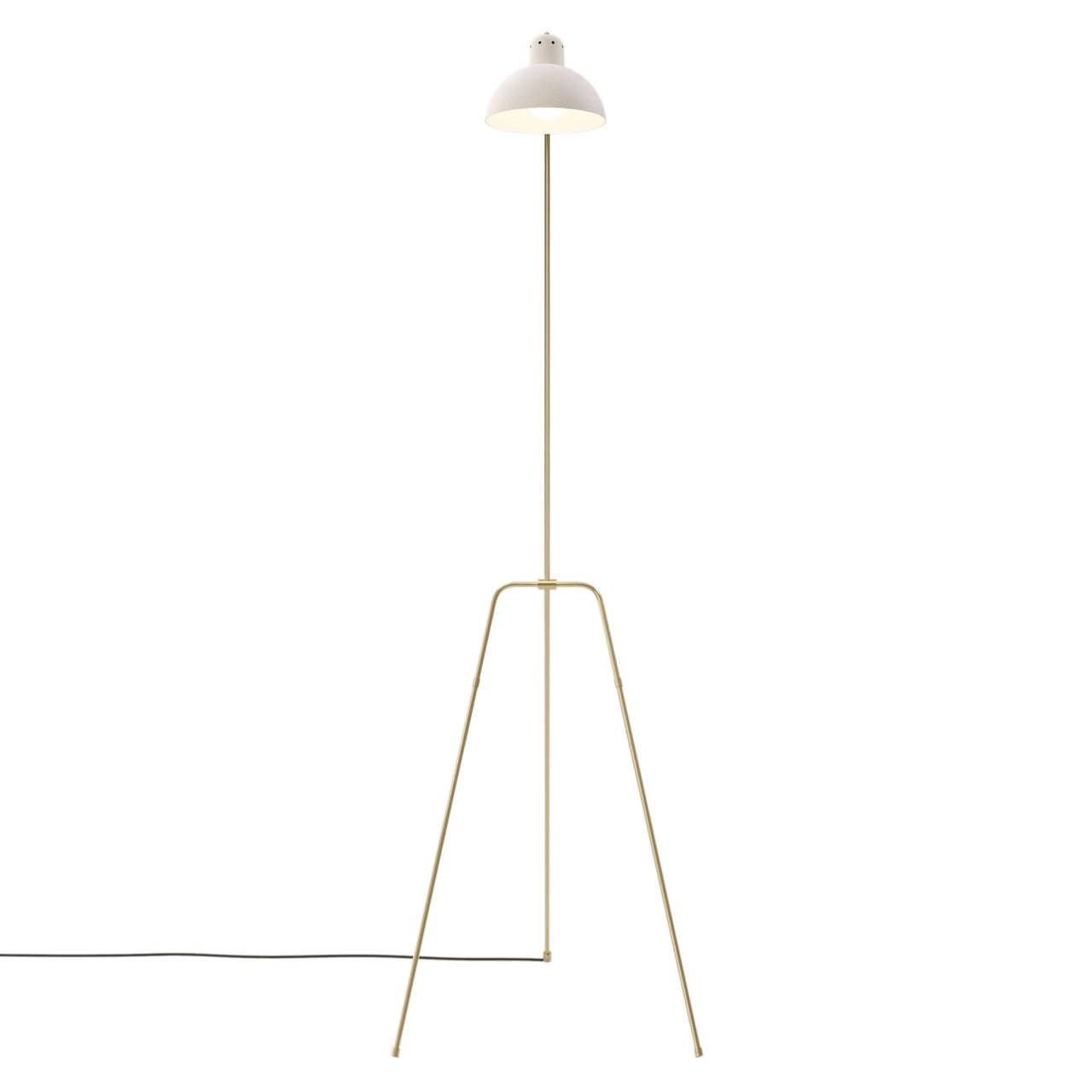 Waldorf Grue Floor Lamp: White + Brass + Black