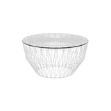 Drum Ottoman/Table: Color + With Glass Top + White