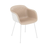 Fiber Armchair: Tube Base Front Upholstered + Recycled Shell + White + Natural White