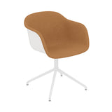 Fiber Armchair Swivel Base with Return: Front Upholstered + Recycled Shell + White + Natural White 