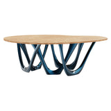 G Table: Light Oak + Cosmic Blue
