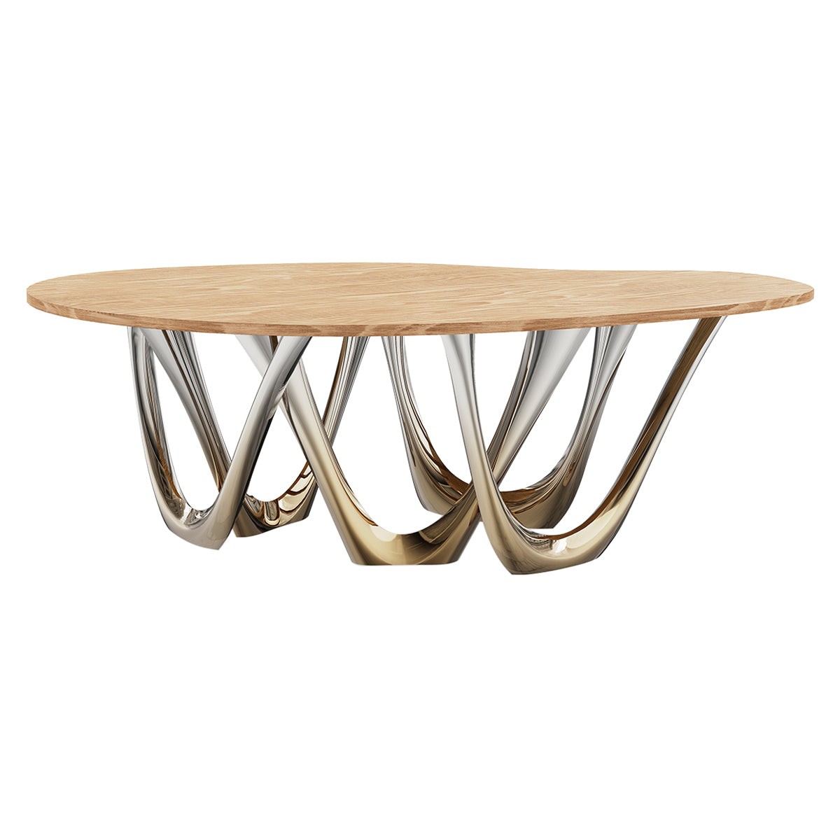 G Table: Light Oak + Flamed Gold