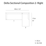 Delta Sectional Sofa: Modular + Composition  2 - Right
