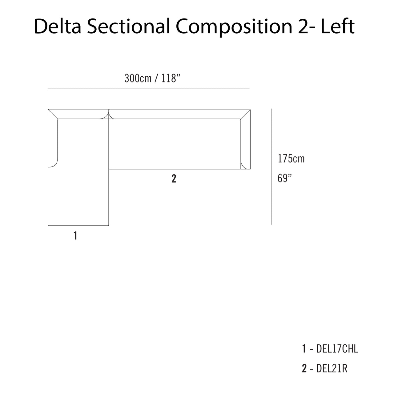 Delta Sectional Sofa: Modular + Composition 2 - Left