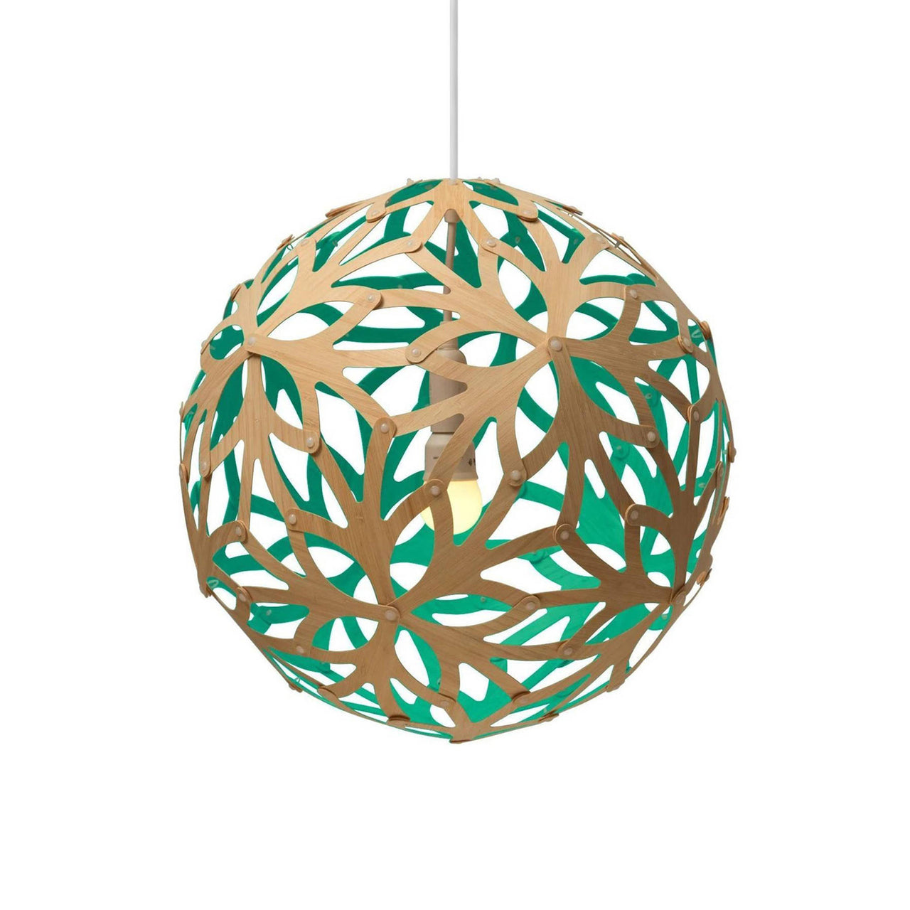 Floral Pendant Light: XX Large + Bamboo + Aqua + White