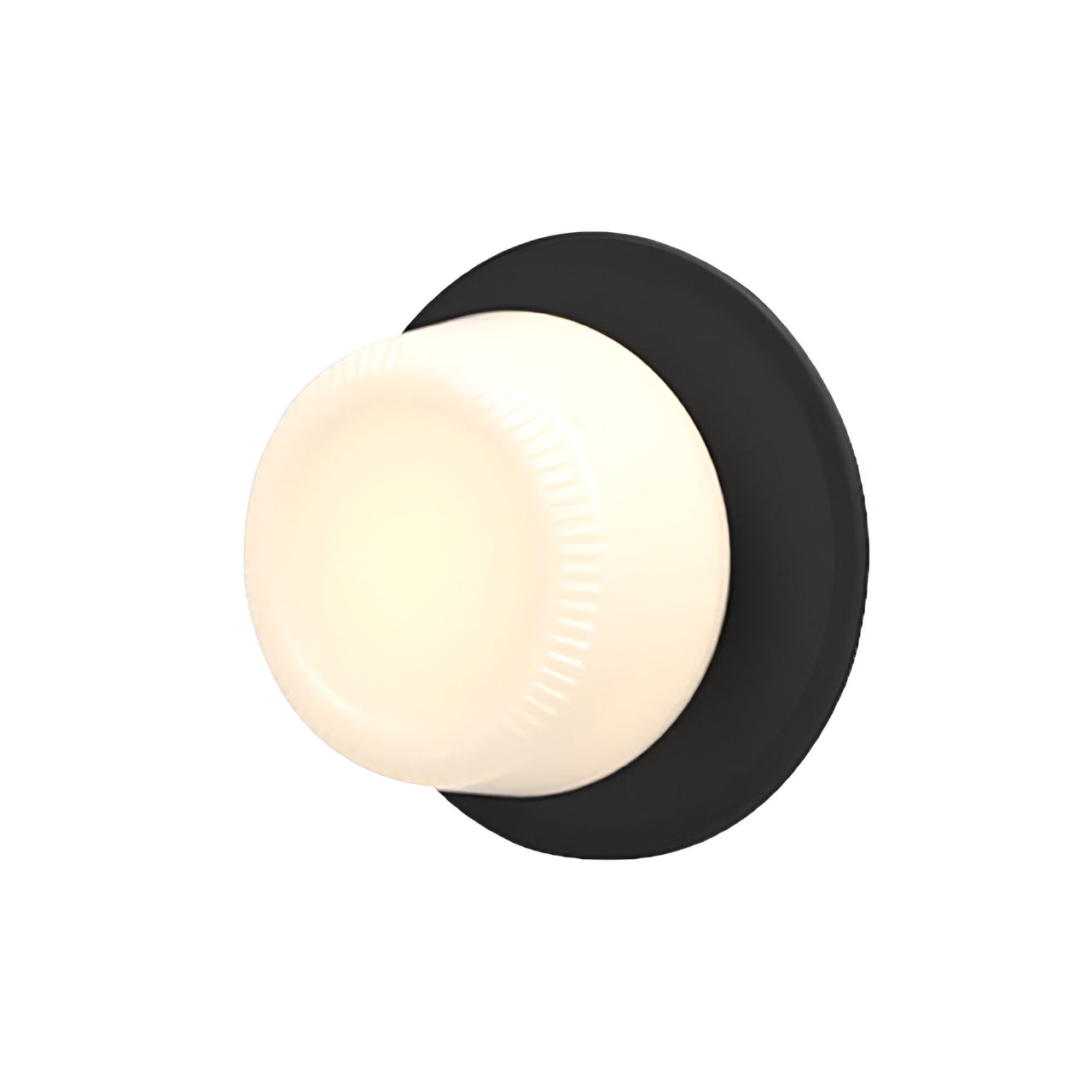 Pastille IP65 Wall Lamp: Disc + Ribbed + Matte Black