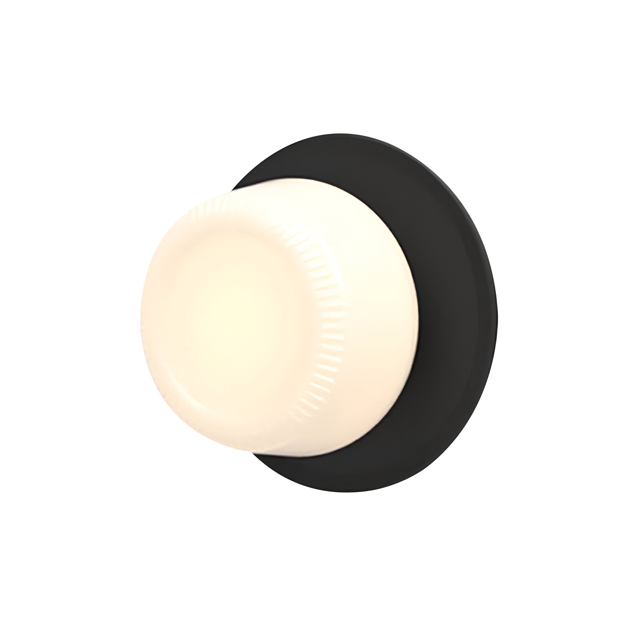 Pastille IP65 Wall Lamp: Disc + Ribbed + Matte Black
