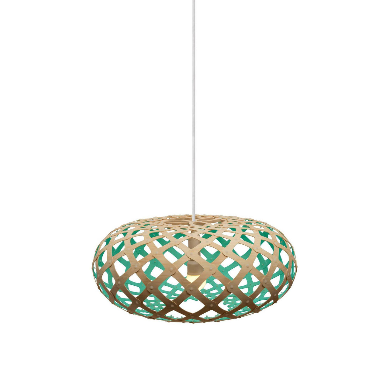 Kina Pendant Light: Extra Small + Bamboo + Aqua + White