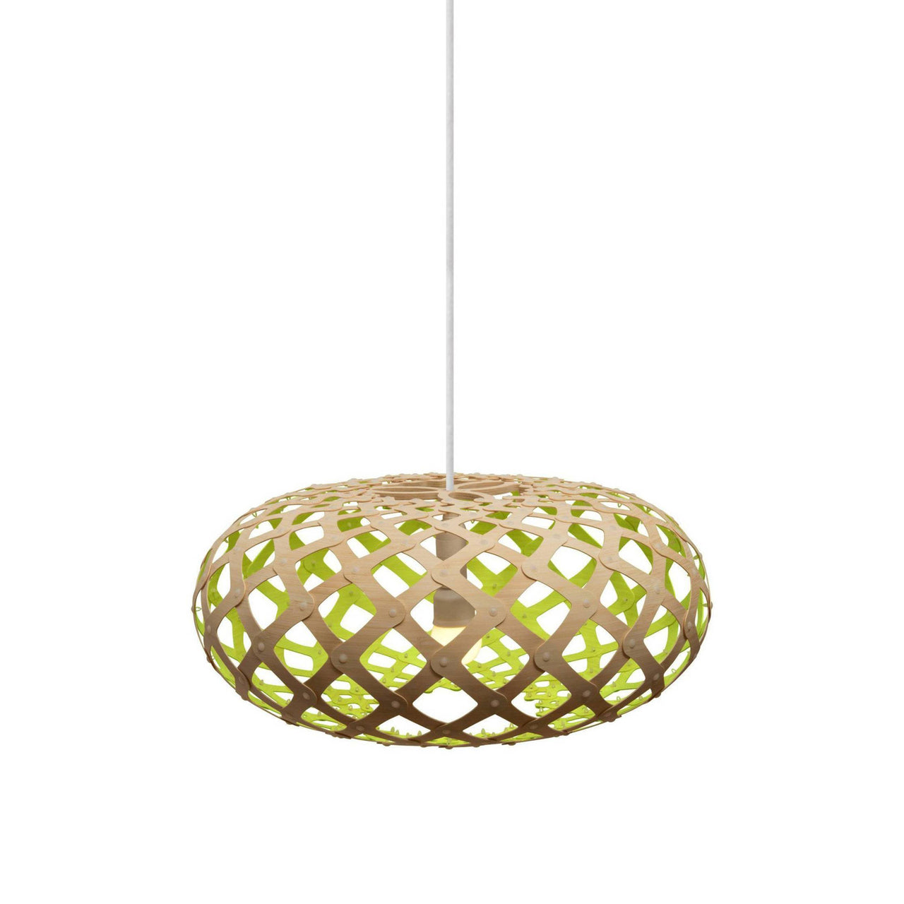 Kina Pendant Light: Small + Bamboo + Lime + White