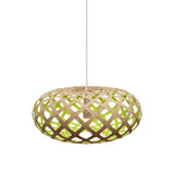 Kina Pendant Light: Medium + Bamboo + Lime + White