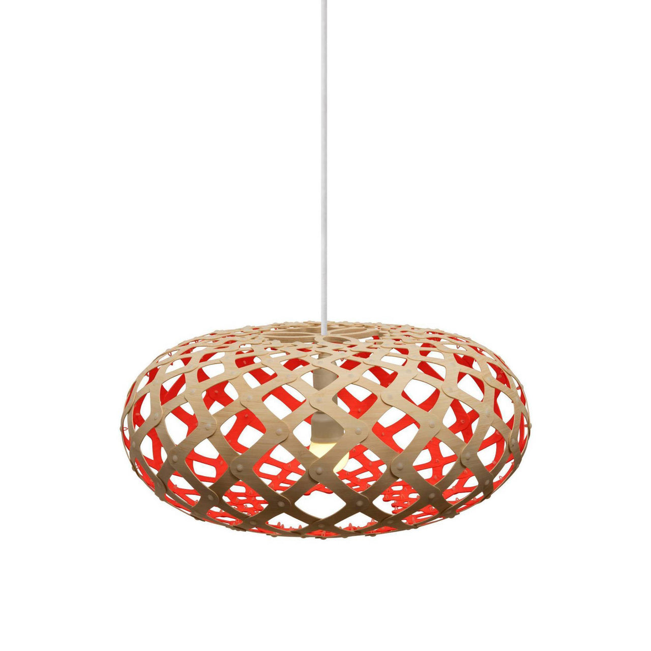 Kina Pendant Light: Medium + Bamboo + Red + White