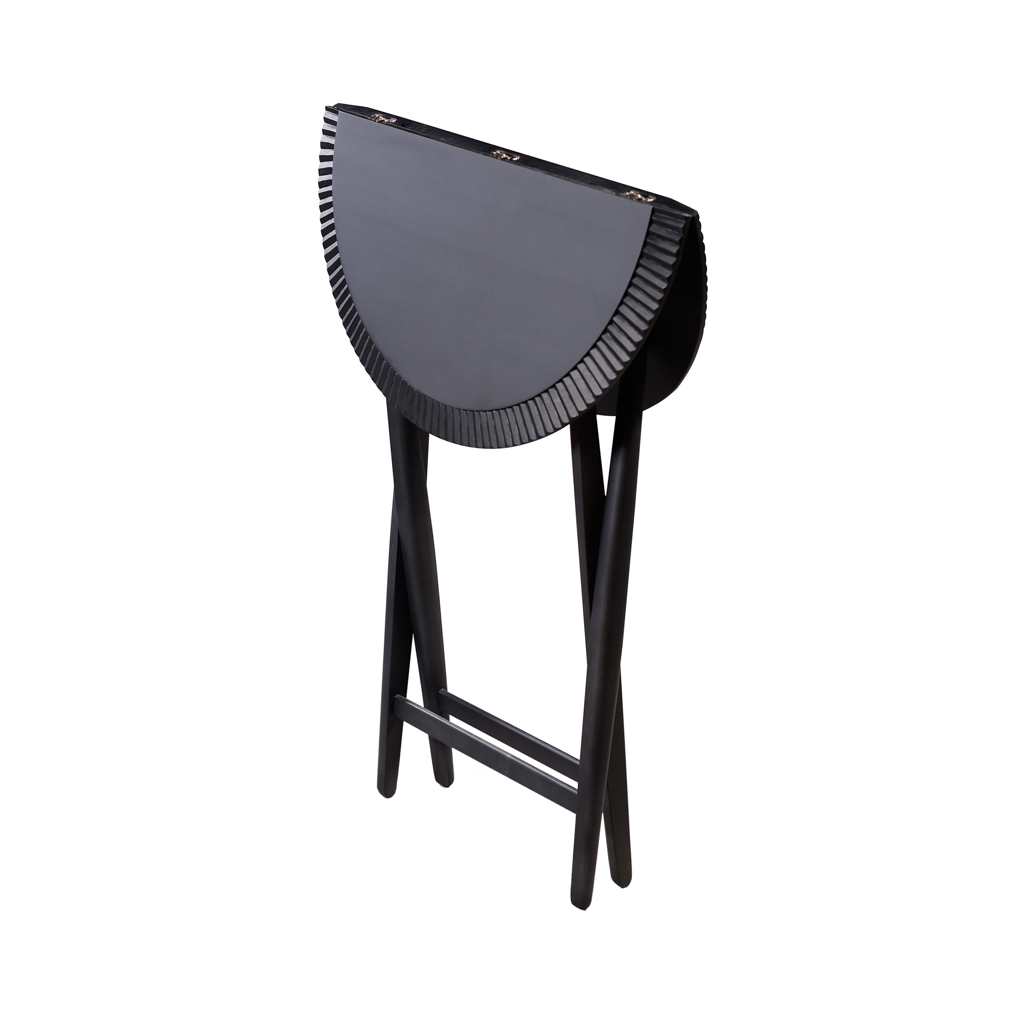 Piano Folding Table: Round + Black Maple