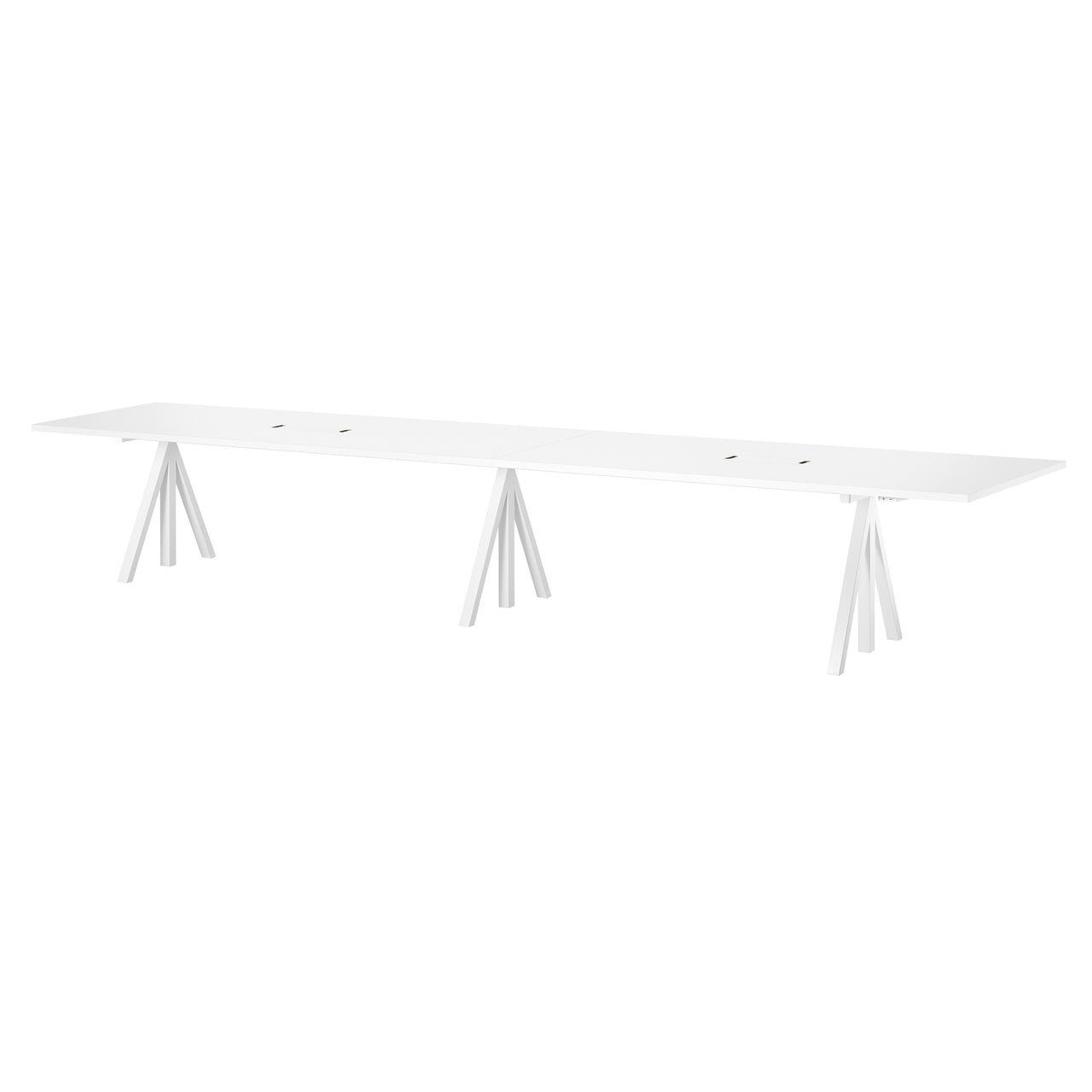 String Works: Height Adjustable Conference Table + White Laminate + White