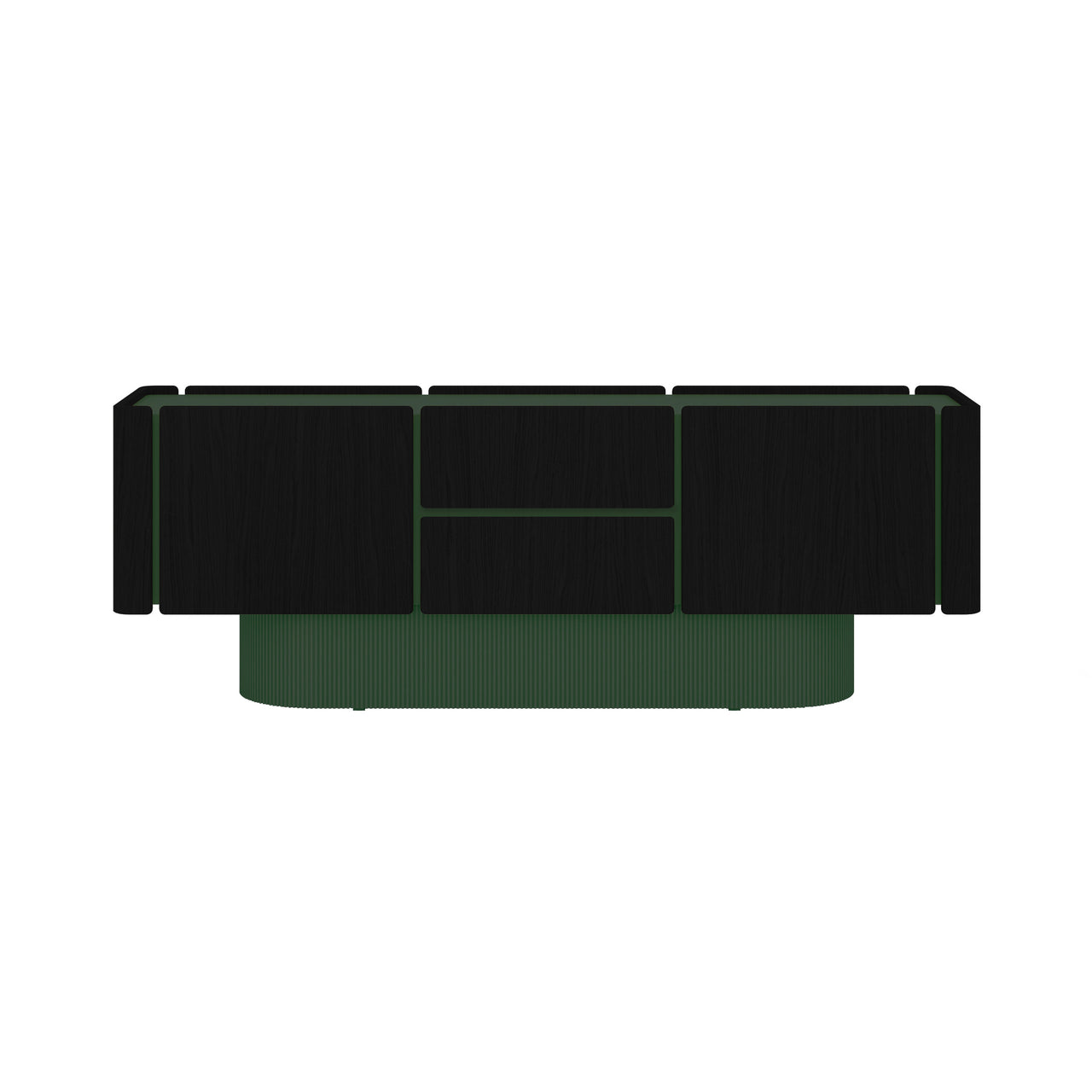 Dune Sideboard: 4 Doors + 2 Drawers + Ebony Stained Oak + Forest Green