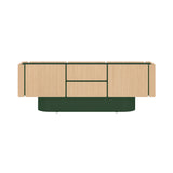 Dune Sideboard: 4 Doors + 2 Drawers + Whitened Oak + Forest Green