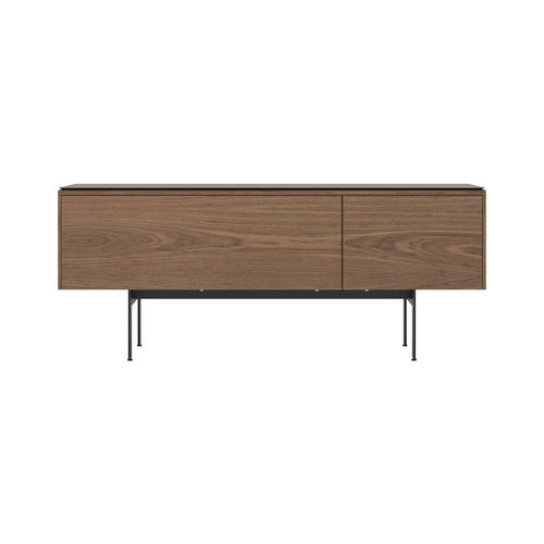 Malmo Small Sideboard with Top Panel: Composition 3 + Walnut Stained Walnut  + Dekton Kelya +  Black