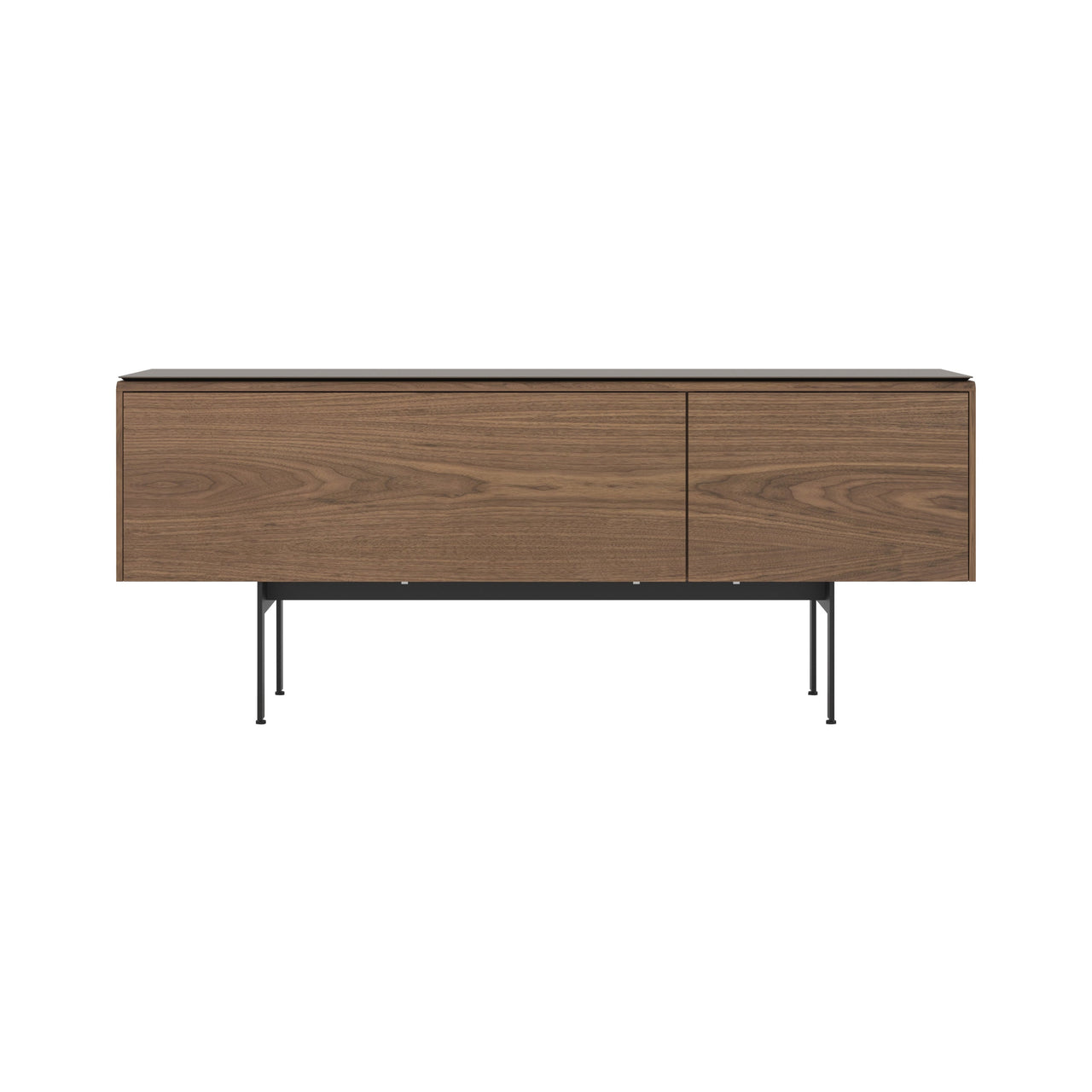 Malmo Small Sideboard with Top Panel: Composition 3 + Walnut Stained Walnut + Dekton Kelya + Black