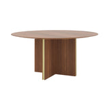 Stockholm Round Table: Walnut Stained Walnut + Anodized Aluminum Gold