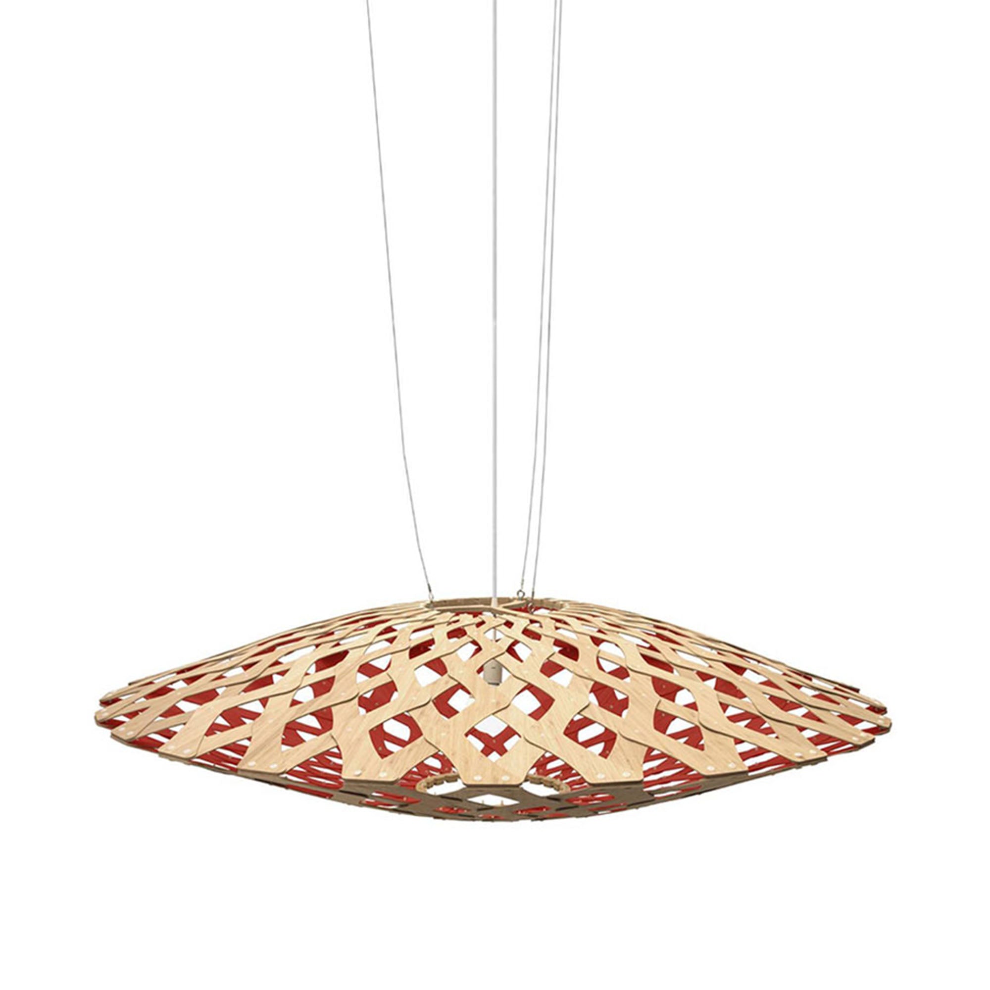 Flax Pendant Light: Large + Bamboo + Red + White