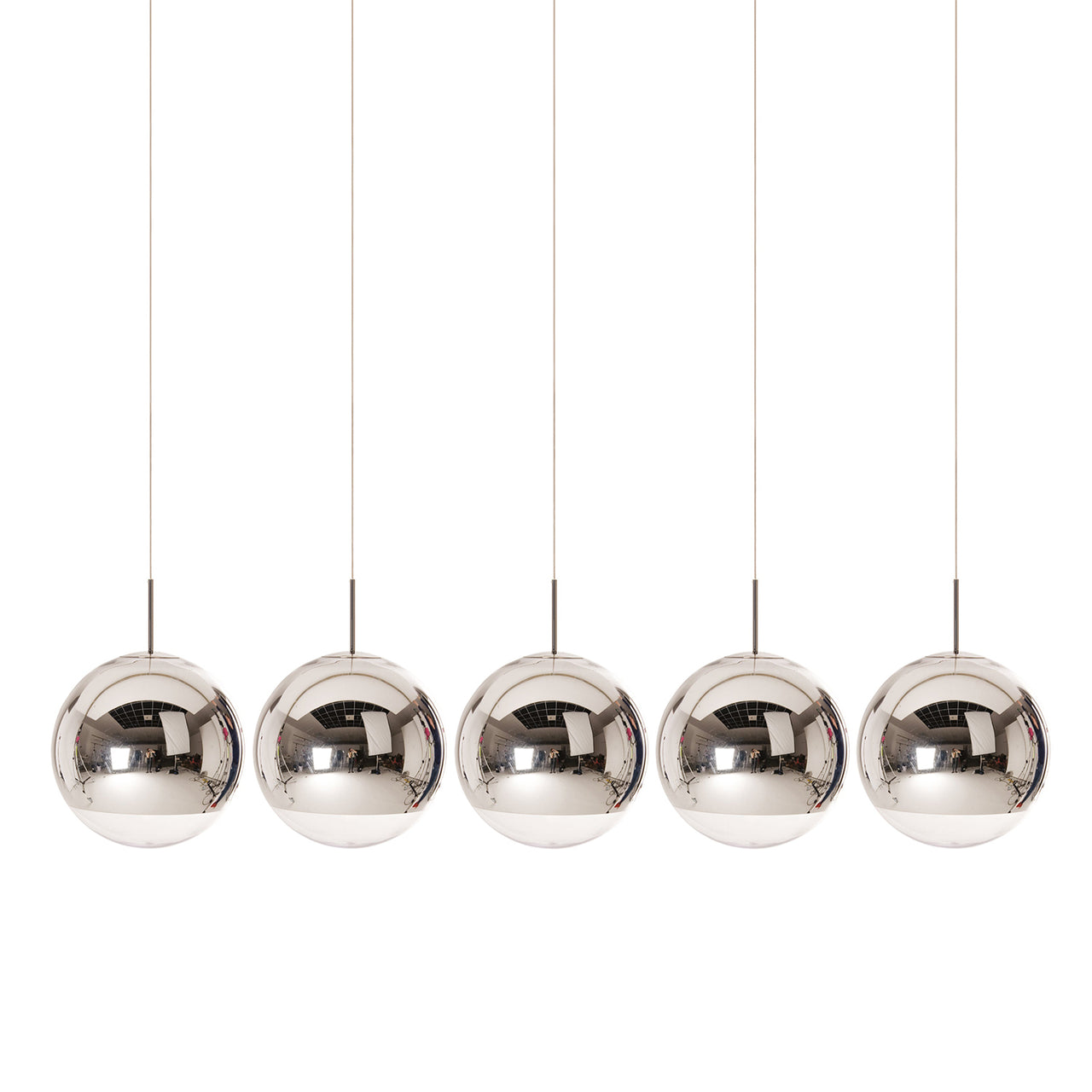Mirror Ball 25 cm Linear Pendant System: Silver
