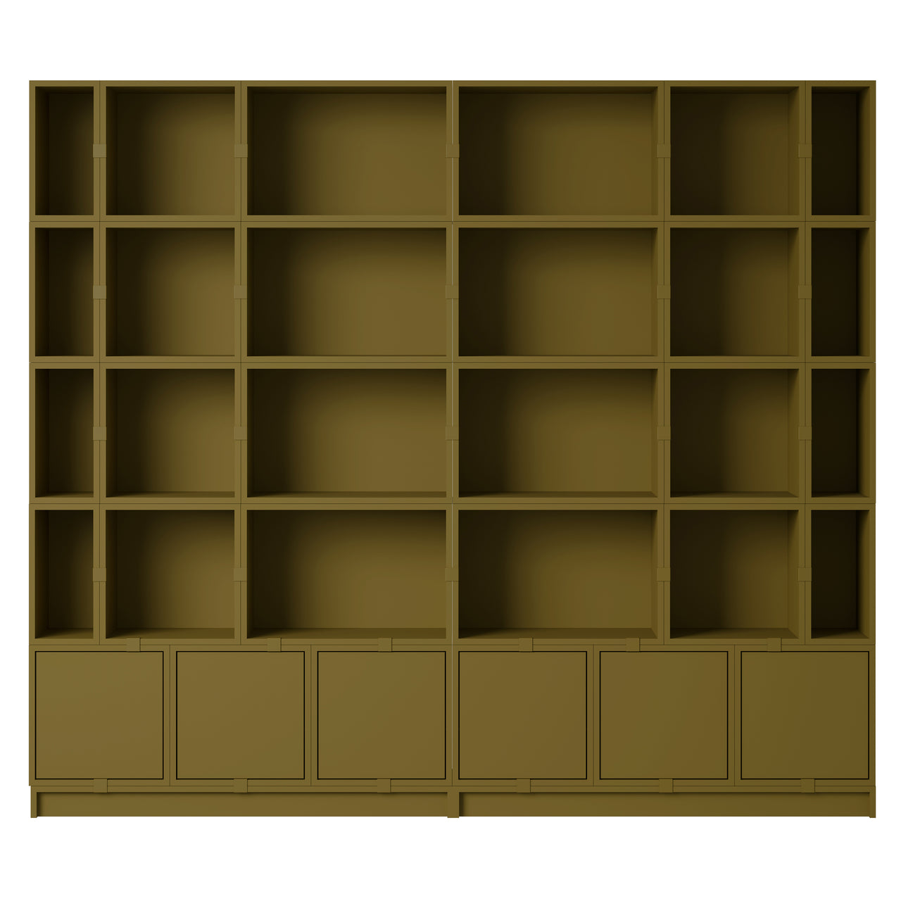 Stacked Storage System: Bookcase - Quick Ship + Configuration 1 + Brown Green