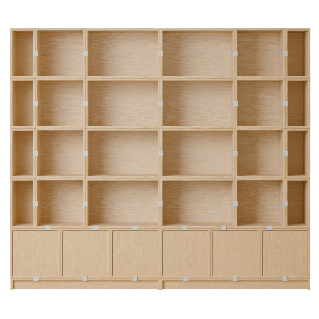 Stacked Storage System: Bookcase - Quick Ship + Configuration 1 + Oak