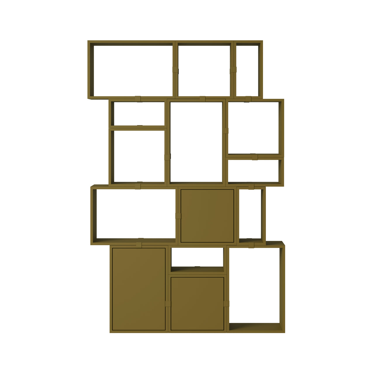 Stacked Storage System: Bookcase - Quick Ship - Quick Ship + Configuration 2 + Brown Green