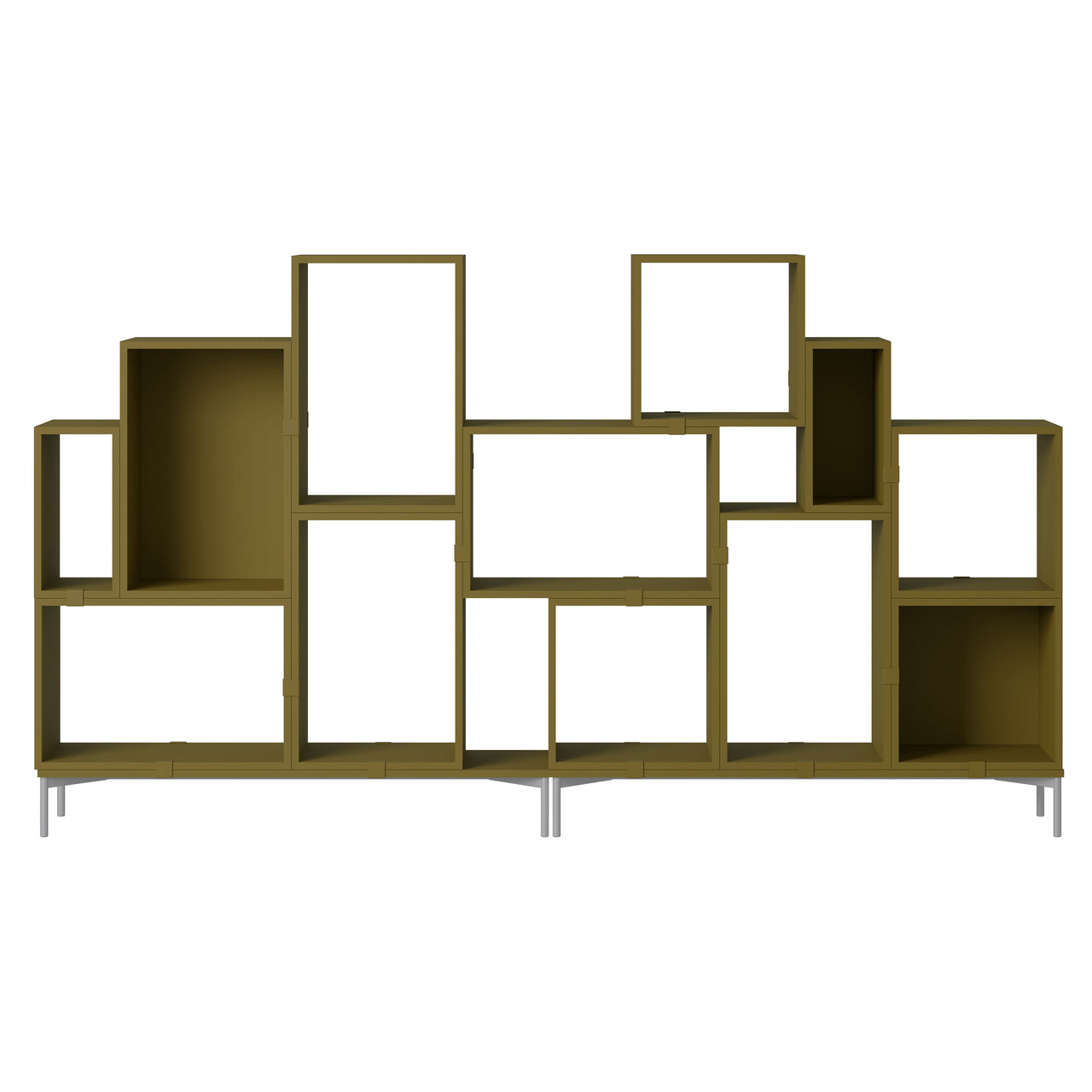 Stacked Storage System: Bookcase - Quick Ship + Configuration 3 + Brown Green