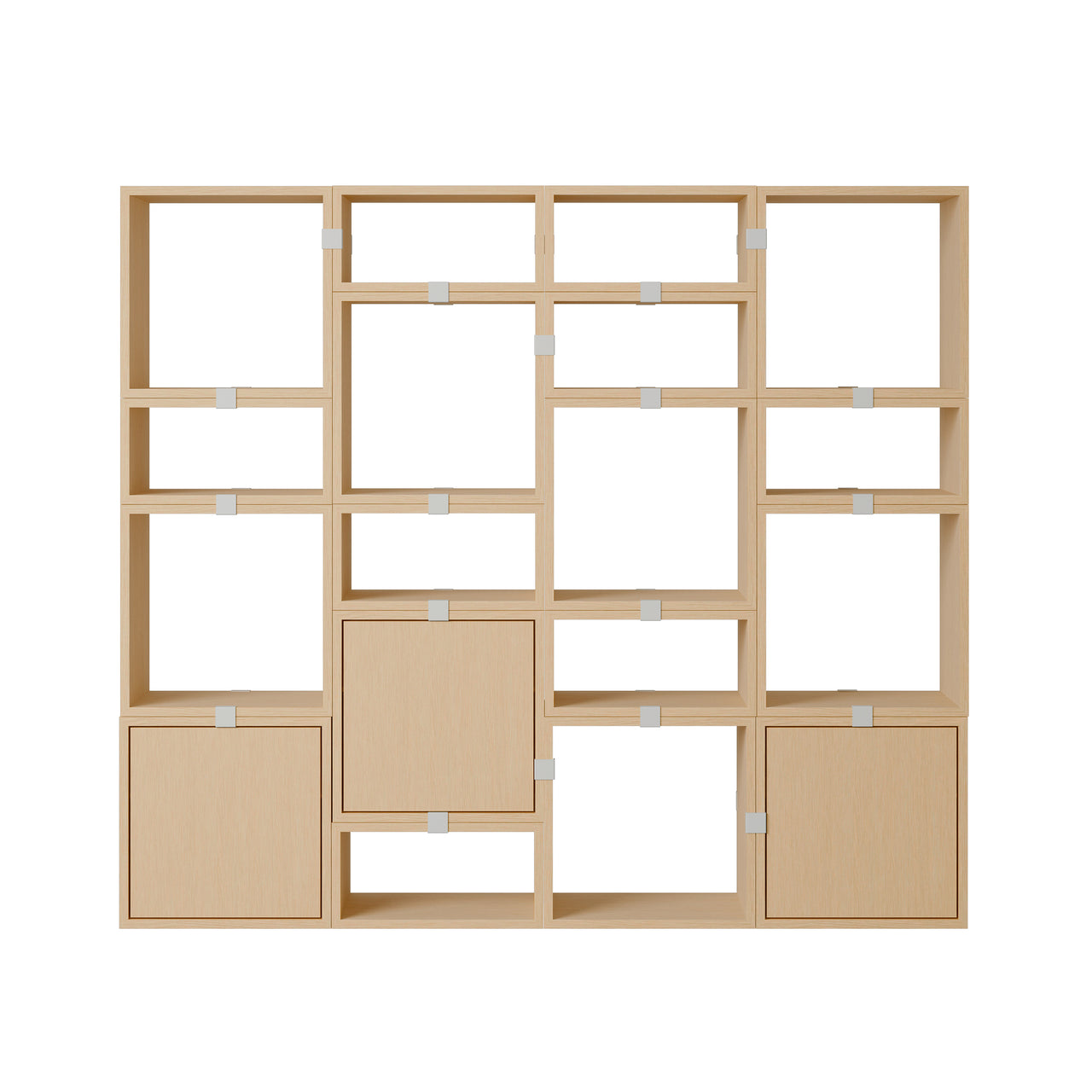 Stacked Storage System: Bookcase - Quick Ship + Configuration 4 + Oak