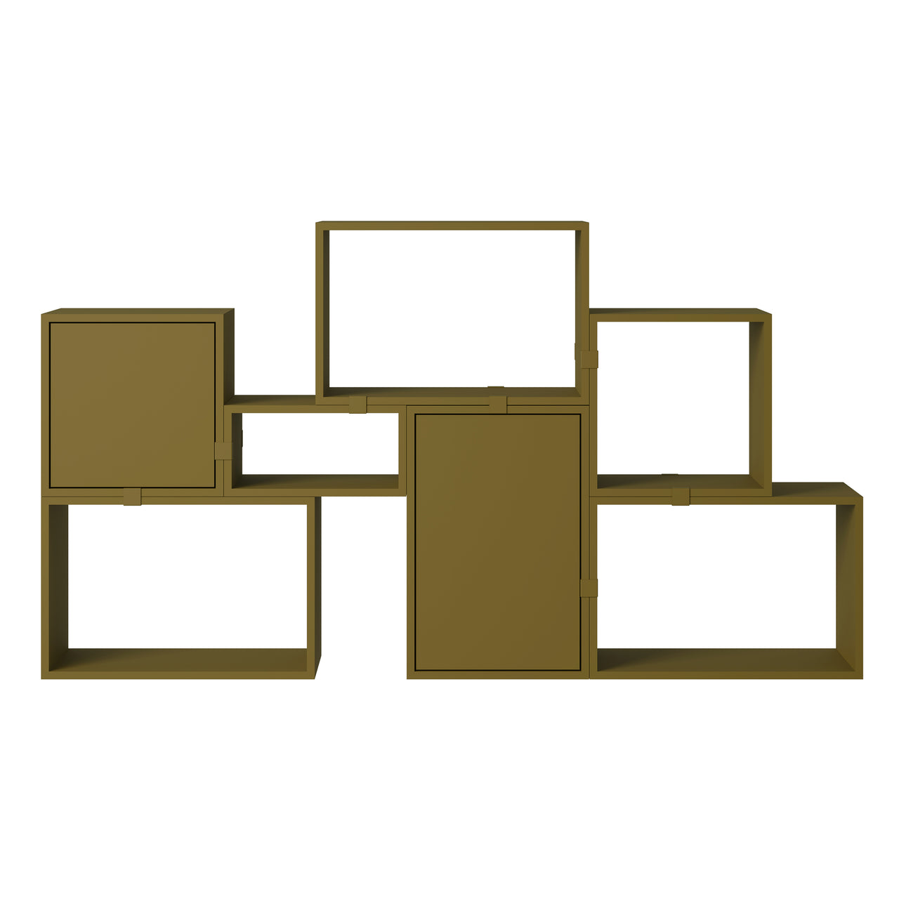 Stacked Storage System: Bookcase - Quick Ship + Configuration 6 + Brown Green