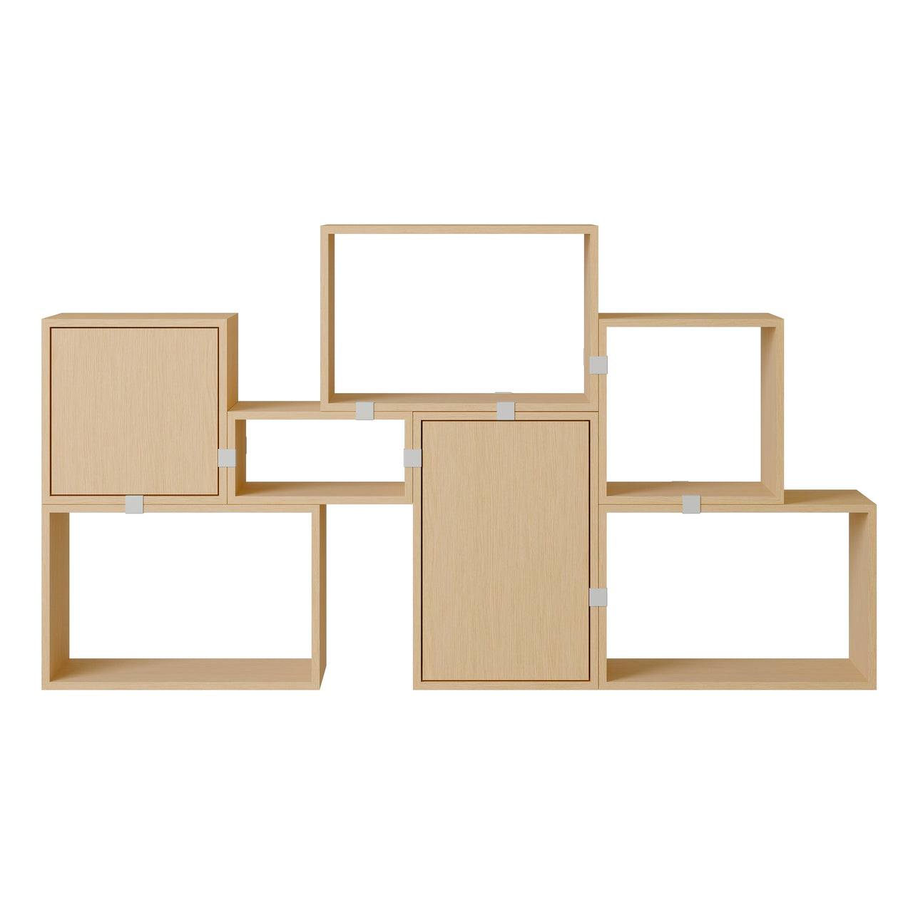 Stacked Storage System: Bookcase - Quick Ship + Configuration 6 + Oak