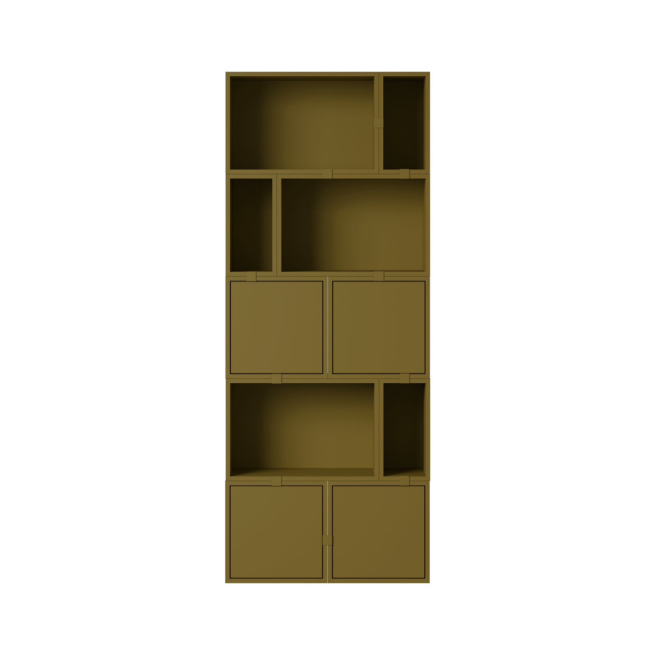Stacked Storage System: Bookcase - Quick Ship + Configuration 8 + Brown Green