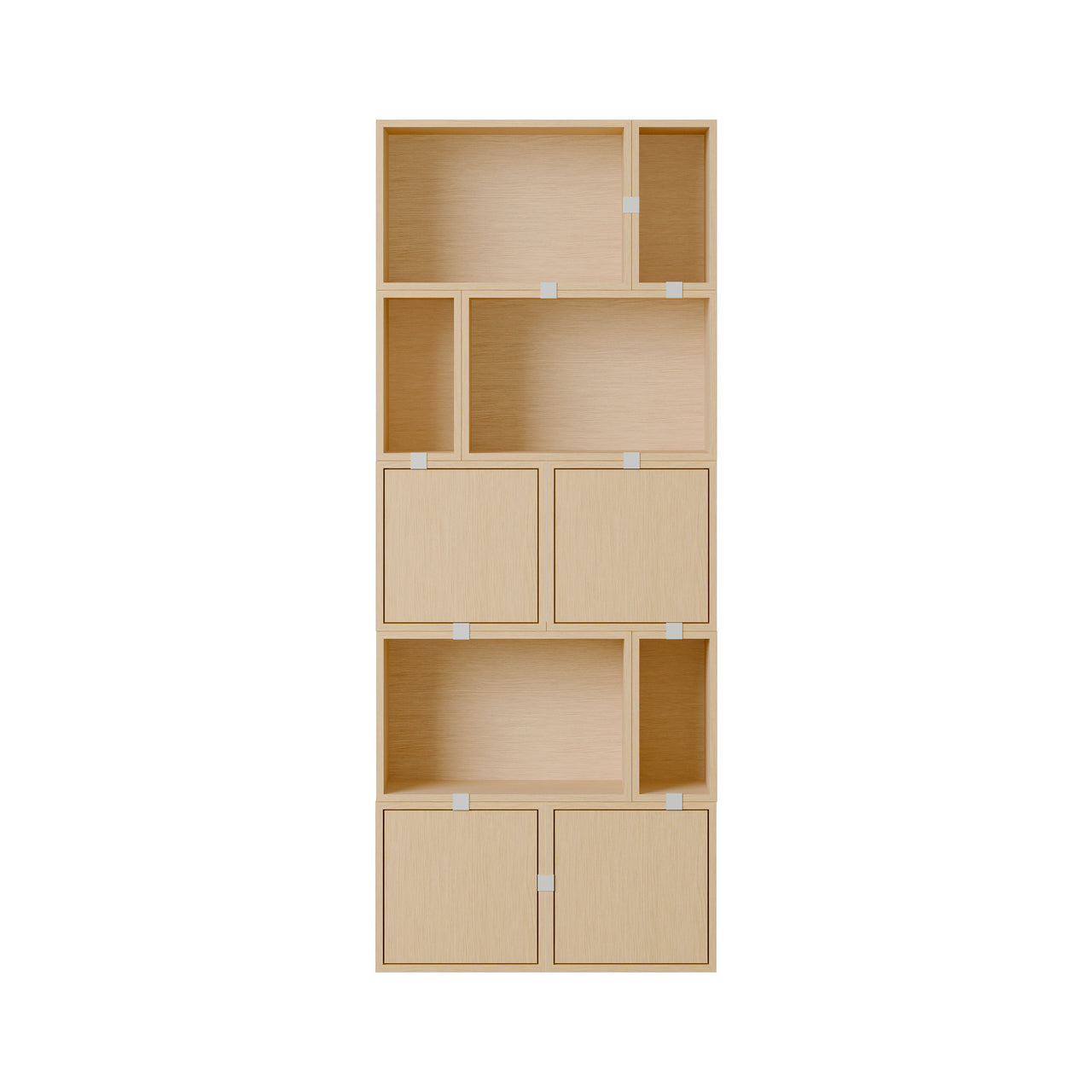 Stacked Storage System: Bookcase - Quick Ship + Configuration 8 + Oak