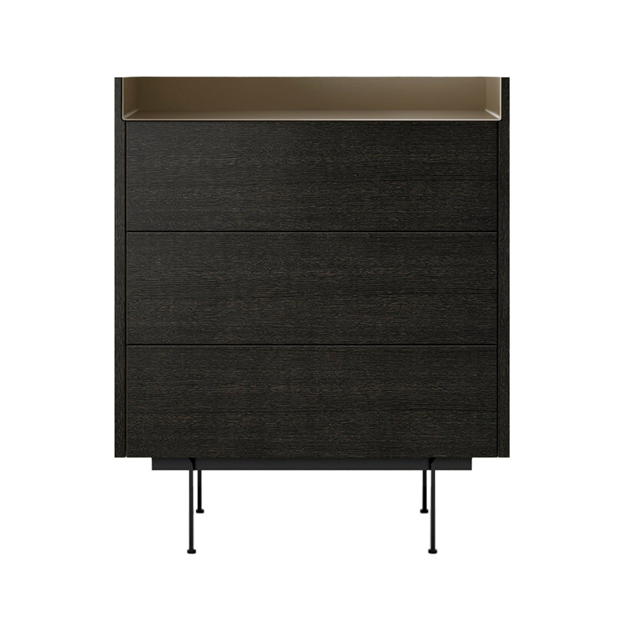 Stockholm STH012 Chest of Drawers: Composition 2 + Dark Grey Stained Oak + Anodised Aluminum Bronze + Black