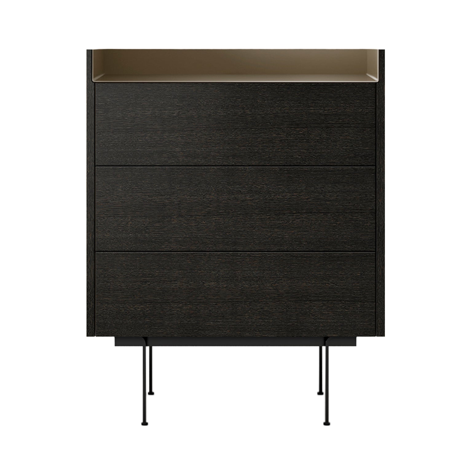 Stockholm STH012 Chest of Drawers: Composition 3 + Dark Grey Stained Oak  + Anodised Aluminum Bronze + Black