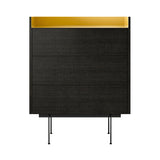 Stockholm STH012 Chest of Drawers: Composition 3 + Dark Grey Stained Oak  + Anodised Aluminum Gold + Black