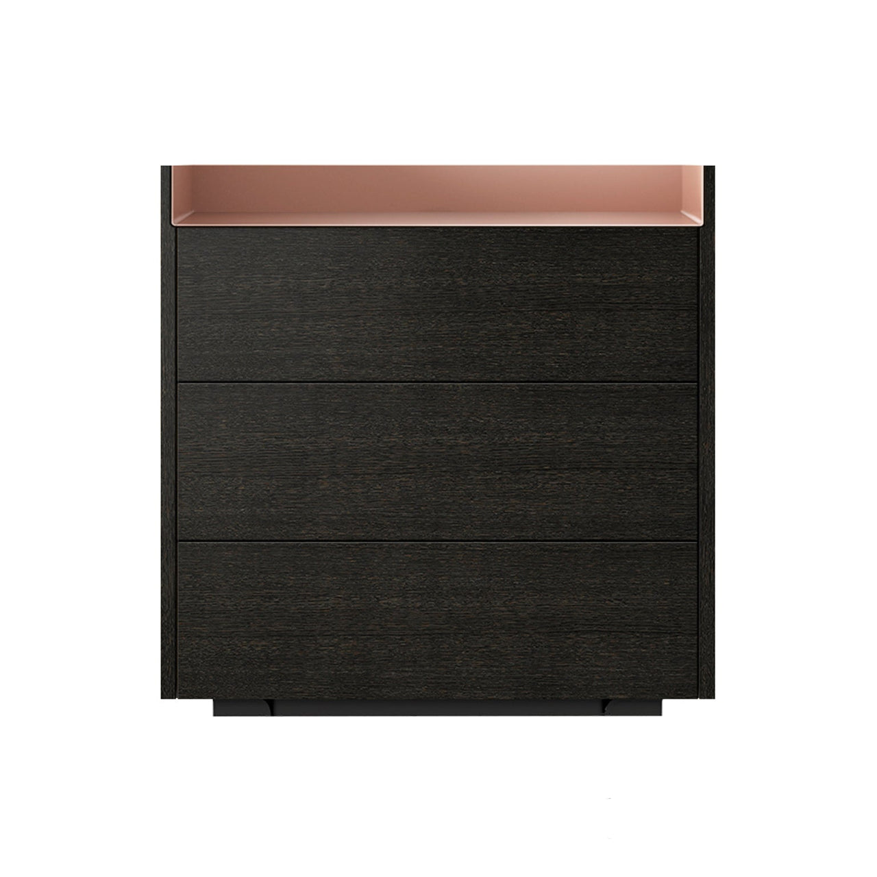 Stockholm STH012 Chest of Drawers: Composition 1 + Dark Grey Stained Oak + Anodised Aluminum Pale Rose + Black