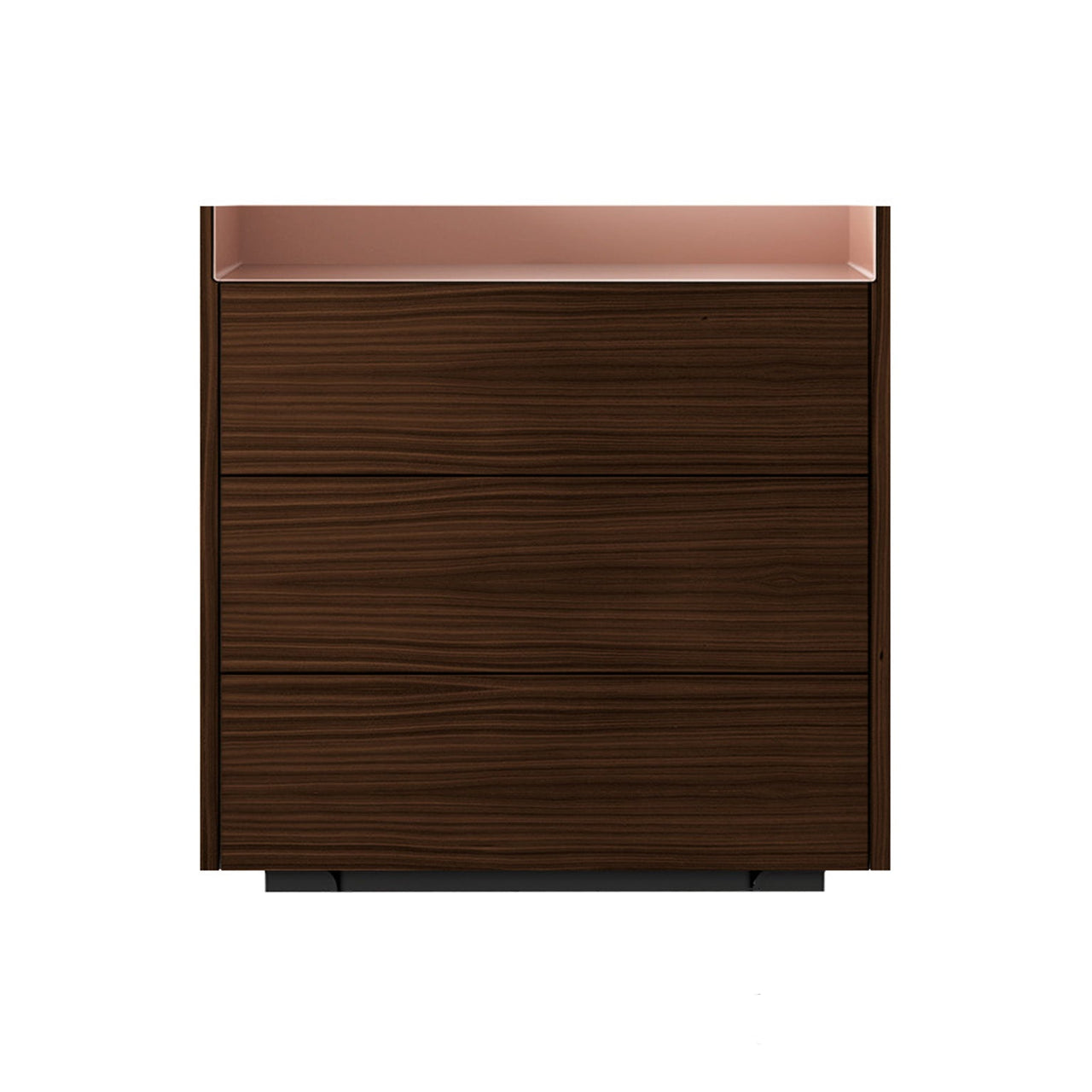 Stockholm STH012 Chest of Drawers: Composition 1 + Dark Stained Walnut + Anodised Aluminum Pale Rose + Black