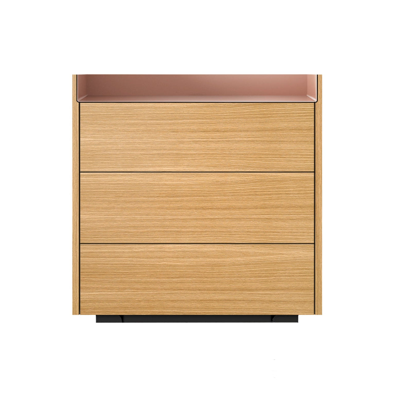 Stockholm STH012 Chest of Drawers: Composition 1 + Super-Matt Oak + Anodised Aluminum Pale Rose + Black